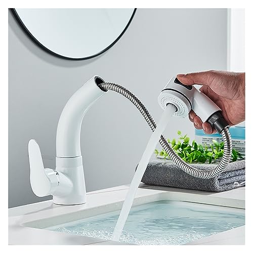 Robinet d'évier extractible blanc et noir réglable en hauteur