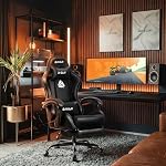 NEO CHAIR Video Gaming Chair with Footrest High Back Ergonomic Comfortable Office Computer Desk with Lumbar Support Height Adjustable with PU Leather Recliner for Adults Women Men (Black) - Image 2