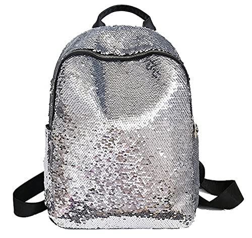 SwooK Sequins Bag Backpack for Teenage Girls Womens Daily Use Backpack Daypack Casual Backpack for Women Girl Back Bags Bagpack Backpacks (Silver)-image-29