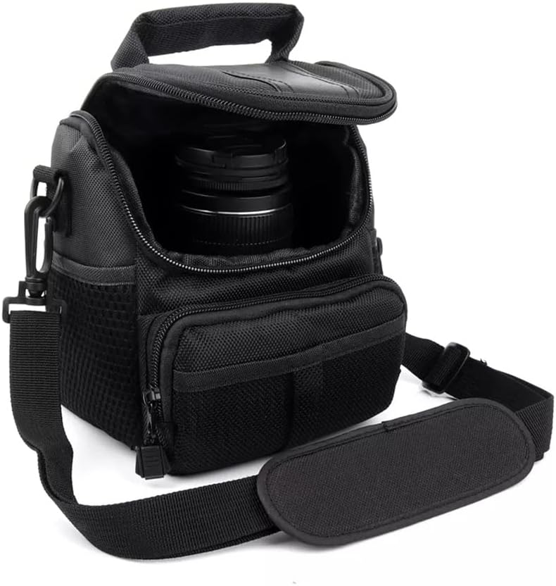 Camera Case Bag Adjustable Shoulder Strap Double Zippers Designed Shockproof Soft Lining Provides (Color : Black Size : 150 x 110 x 160 mm)