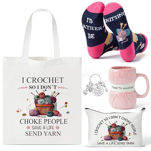Y1tvei Crochet Canvas Bag Gifts - 6Pcs Knit Set...