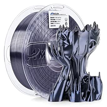 AMOLEN Silk PLA Filament 1.75mm 3D Printer filaments, Shiny Black Blue Filament for 3D Printing, 1kg(2.2lbs) Spool, Compatible with Most FDM Printer(Black Blue)