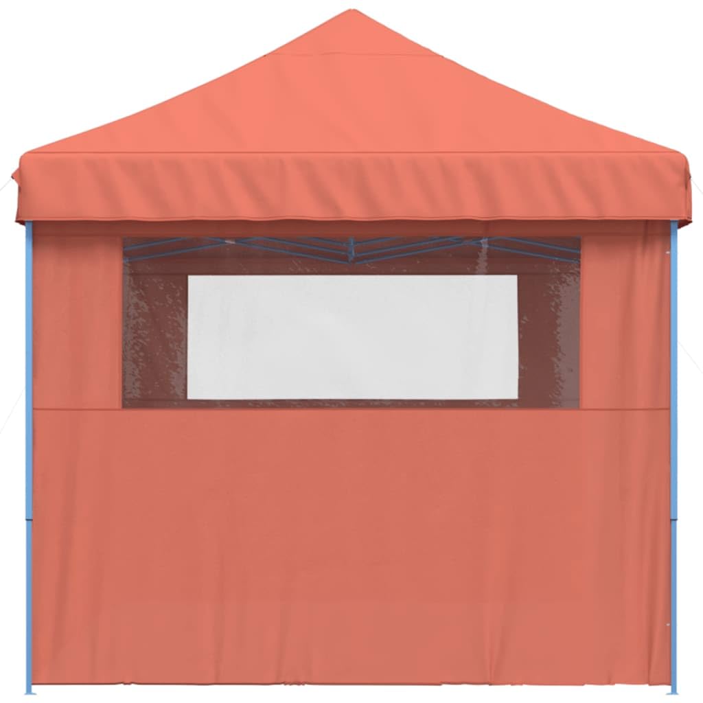 Markiza Pop-Up 3 ścianki terakota 580 x 292 x 315 cm | Rama stalowa malowana proszkowo, przezroczyste okna, w zestawie 12 śledzi i 6 lin