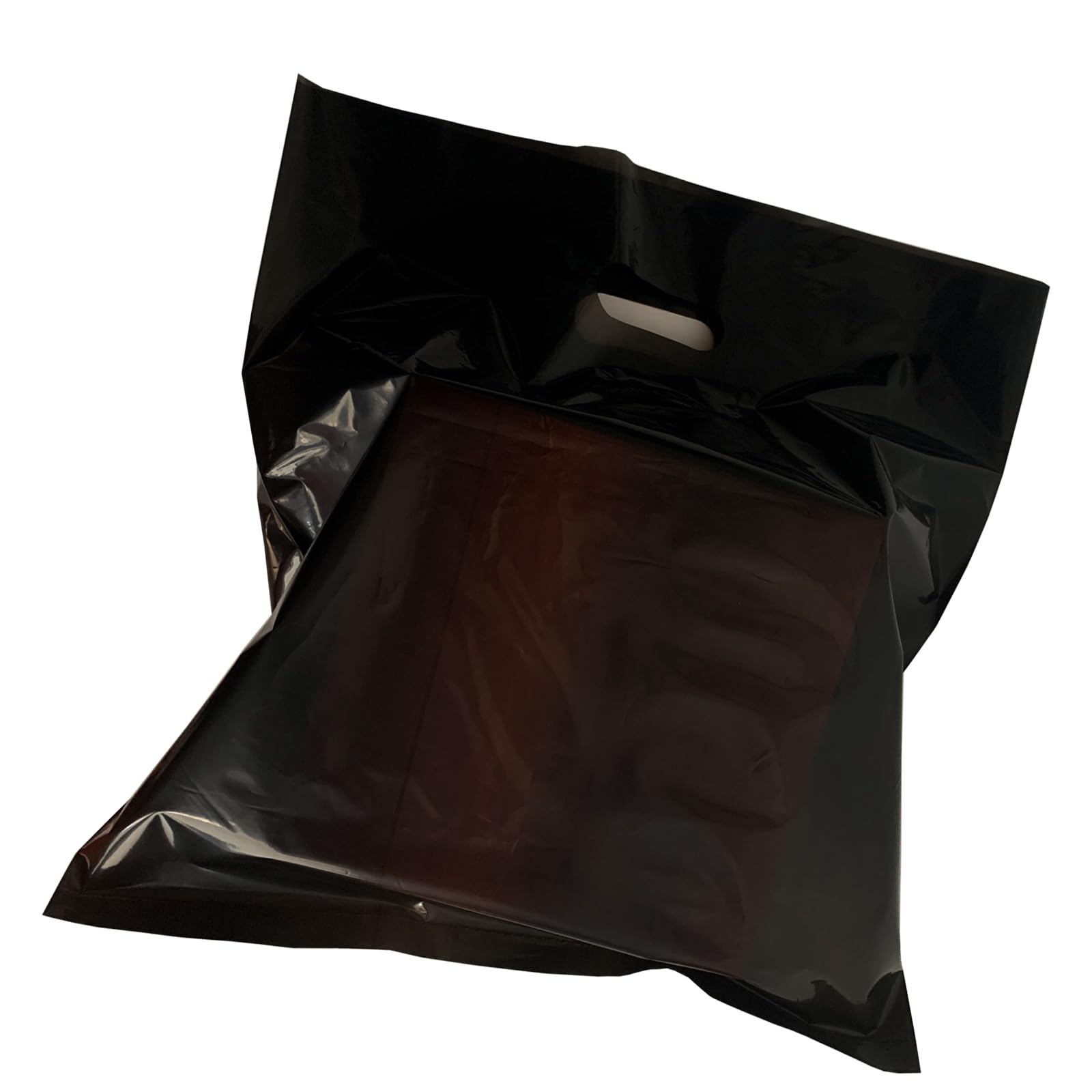 Krodtige 100 Pack 20" x 22"x 2 Mil Thick Large Black Merchandise Plastic Shopping Bags with Die Cut Handles -Black Plastic Die Cut Handles Bag Perfect