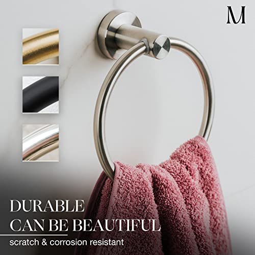 Image of Marmolux Acc Brushed Towel Ring for Bathroom - Hand Towel Holder for Bathroom Wall - SUS304 Stainless Steel Bathroom Towel Rack Hardware Set.