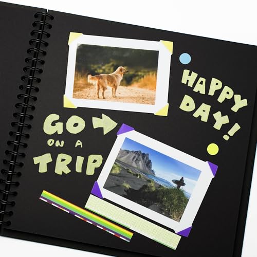 Yopih DIY Scrapbook Album 18x18 cm Hardcover Kraft Paper Scrap Book with 20 Sheets Memory Book for Family and Wedding Photography Black - Image 4