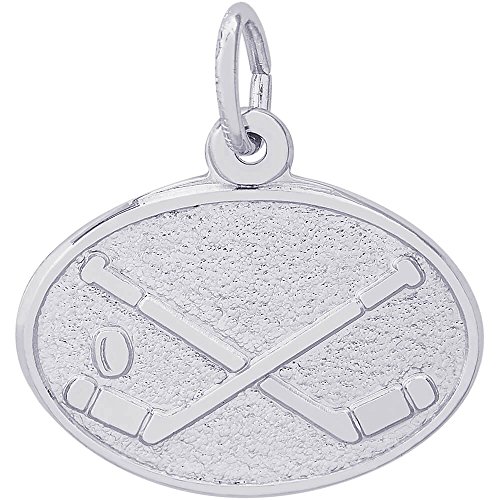 Rembrandt Charms Sterling Silver Hockey Disc Charm on a Figaro Link Bracelet, 7\" - Thumbnail 2