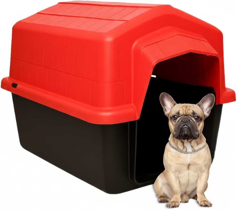 Casinha Caminha Pet N4 2 em 1 Cachorro Pequeno Médio Uso Interno Externo Sol Chuva | Casa Desmontável Proteção Conforto | Cães Porte até 20kg | Plástico Rígido Fácil Limpeza Proteção UV (Vermelho)