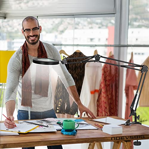 Magnifying Glass With Light, 8X Magnifying Glass Desk Lamp With 3-Section Swing Arm And Big Clamp, 3 Adjustable Lighting, 11 Level Brightness Magnifier Light For Reading/Office/Soldering 18W #TOP4