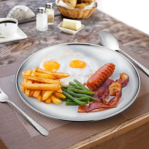 Haware 6-Piece 18/8 Stainless Steel Plates, Metal 304 Dinner Dishes For Kids Toddlers Children, 10 Inches Feeding Serving Camping Plates, Reusable And Dishwasher Safe #TOP6