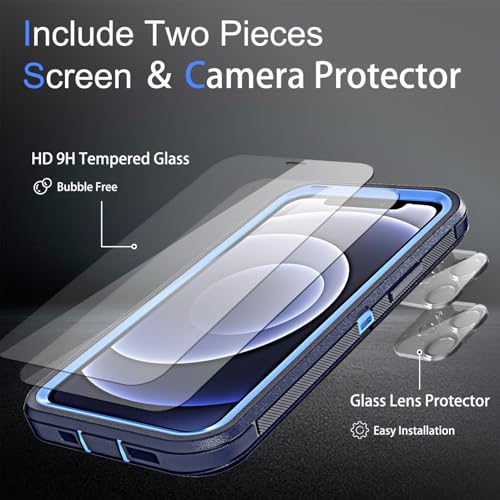 Coque iPhone 12 antichoc bleu foncé protection intégrale écran verre et objectif photo - 4