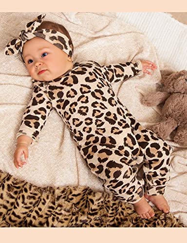 0-3 Months Baby Girl Clothes Leopard Long Sleeve Footless Romper Jumpsuit Cheetah Outfit Baby Girl Clothes 0 3 Months #TOP2
