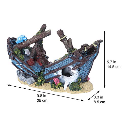 VILLCASE Naufrágio Fish Tank Ornamento Do Aquário da Resina Ornamento Aquático Cavernas Esconder Hut