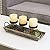 MyGift 3-Pillar Metal Candle Holders with Rustic Torched Wood Tray and Artificial Succulent/Pine Cone Decorations