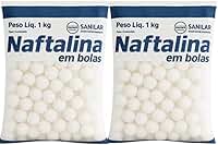 Naftalina Pura Sanilar Kit 2kg com 2 Unidades de 1kg em Bolas - Antitraças e Antimofo para Lavanderias, Condomínios, Brechós e Comércio