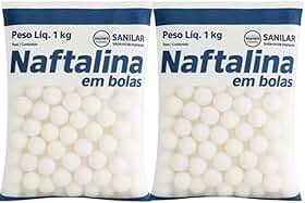 Naftalina Pura Sanilar Kit 2kg com 2 Unidades de 1kg em Bolas - Antitraças e Antimofo para Lavanderias, Condomínios, Brechós e Comércio