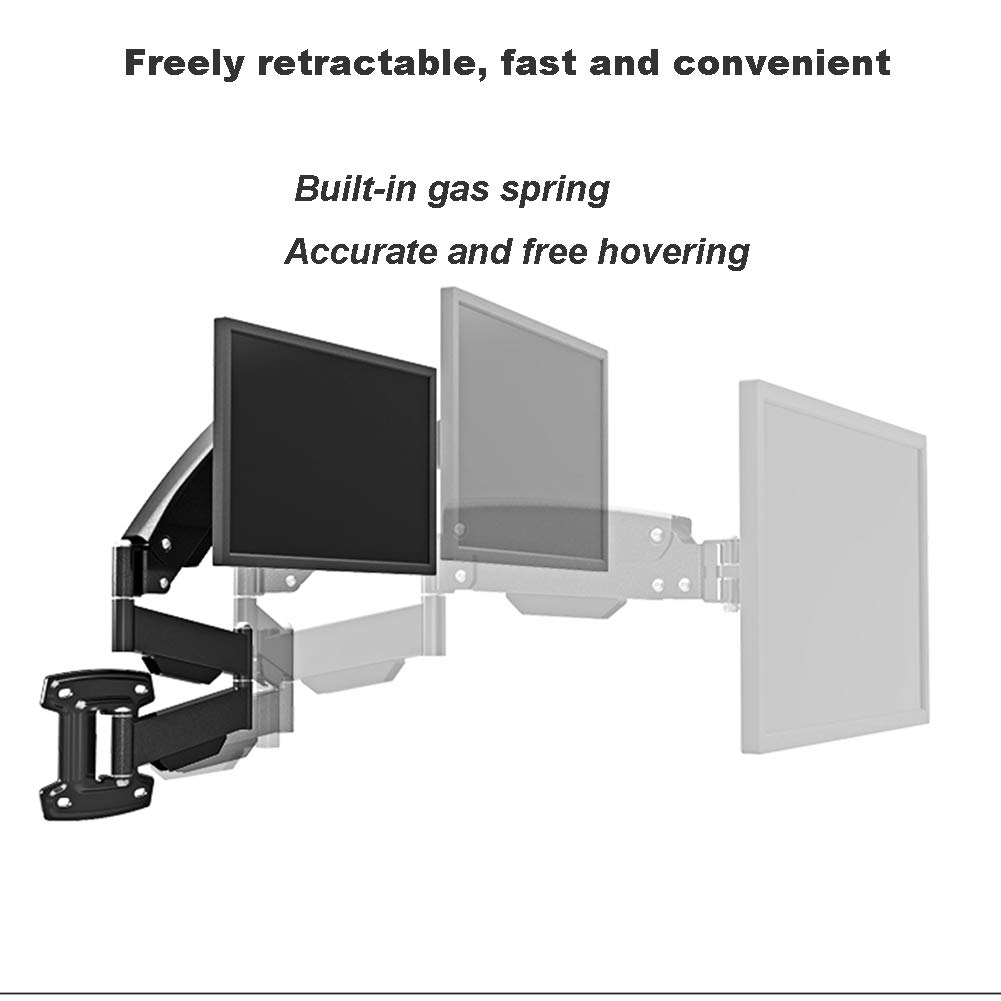 Pied Ecran PCSupport De Moniteur en Acier, Bras De Moniteur à Ressort à Gaz Super Long Mural, Support Télescopique Rotatif pour écran De 19-27 Pouces, Peut Supporter 3-8 Kg / 6,6-17,6 LB