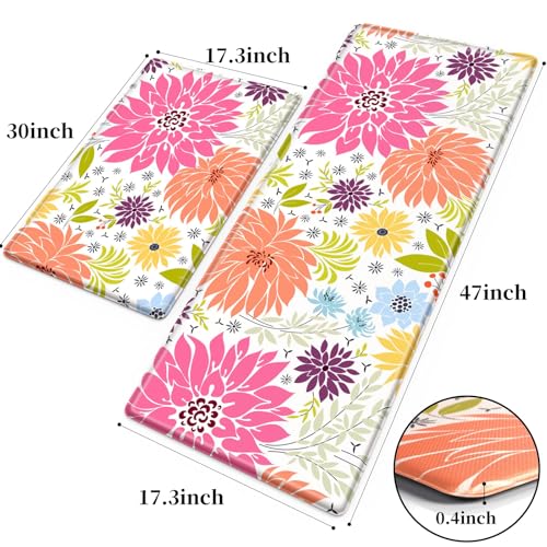KMAT Kitchen Mat, Heavy Duty Ergonomic Comfort Foam Standing Desk Mat, Cushioned Anti Fatigue Kitchen Rugs for Floor, Waterproof Non-Slip Mats and Rugs Set for Office, Laundry，17.3