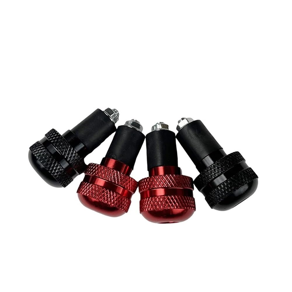 2 tappi terminali per manubrio antivibrazioni per moto da 7/8" 22 mm, neri/rossi(Black)