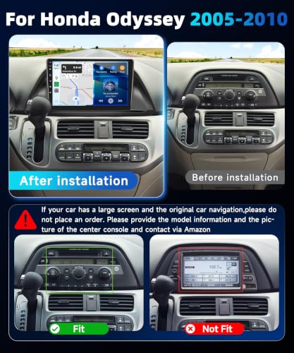 Image of Podofo Linux MP5 Car Stereo for Honda Odyssey 2005-2010 Wireless CarPlay Android Auto 10.1 inch IPS Touch Screen DSP Bluetooth SWC Colour-Keyed Lamp Backup Camera