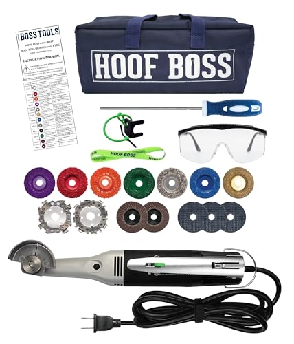 Hoof Boss Trim-It-All Hoof Care Electric Set – Versatile Hoof Trimming Tool for Goats, Horses, Sheep, Cattle, & Pigs – Durable, Lightweight & Easy-to-Use – Includes Multiple Discs & Accessories
