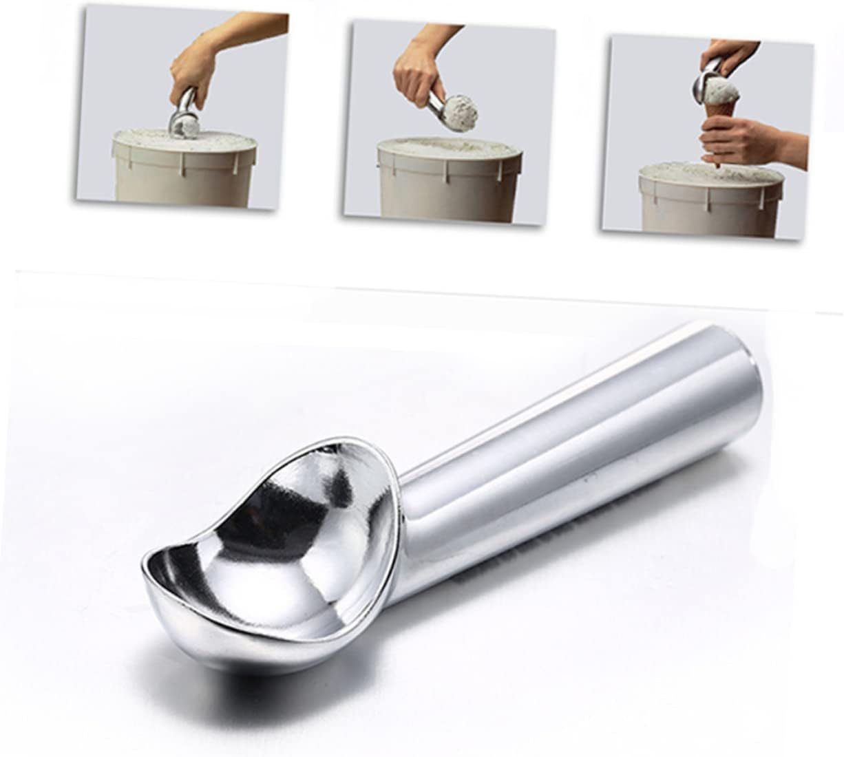 3pcs Alloy Cookie Dough Baller Aluminum Alloy Gear Handle Ice Scoop Non-stick Mashed Potato Spoon Melon Baller for Cookies and Ice Cream