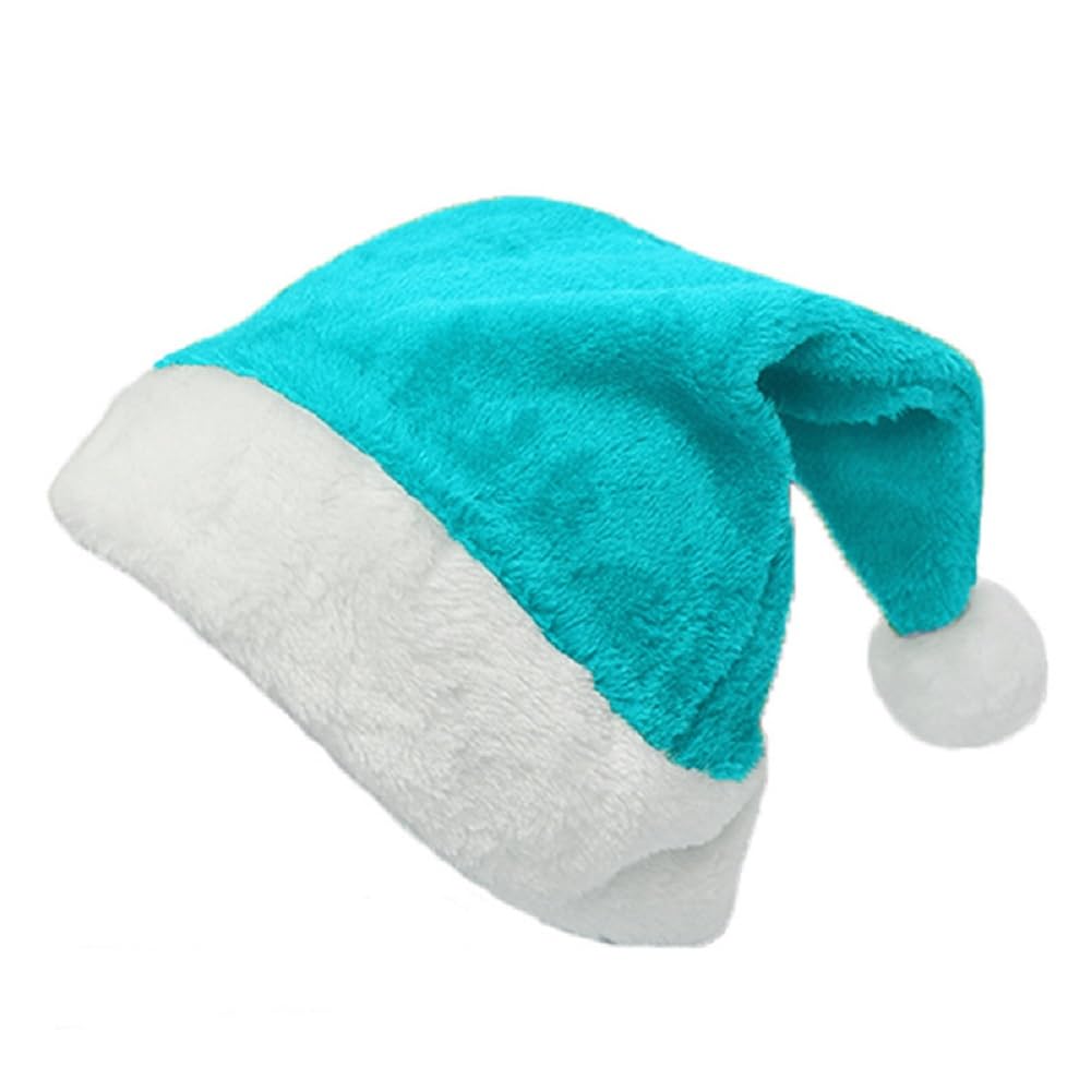 Zhzrche Christmas Santa Hats with White Cuffs Large Christmas Hats Short Plush Christmas Costume Hats for Holidays Xmas Party Supplies (Blue)