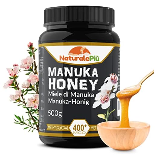 Manuka Honung 400+ MGO 500 g. Raw Manuka Honey. Producerad i Nya Zeeland, aktiv och rå, 100 % ren och naturlig. Metylglyoxal testad av ackrediterade laboratorier. NaturalePiù