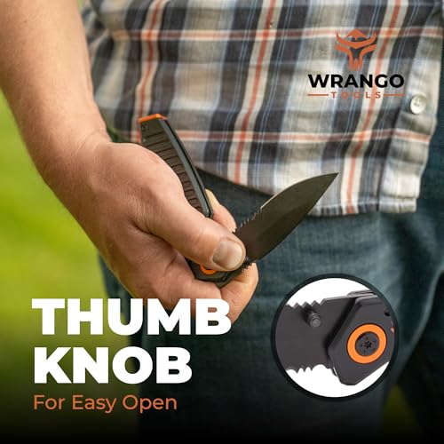 WRANGO TOOLS EDC Pocket Knife - Compact Every Day Carry Tactical Pocket Knife - 2.9" 8Cr13MoV Drop Point Partially Serrated Blade - Lightweight 3.2oz - Folding Knife - Image 6