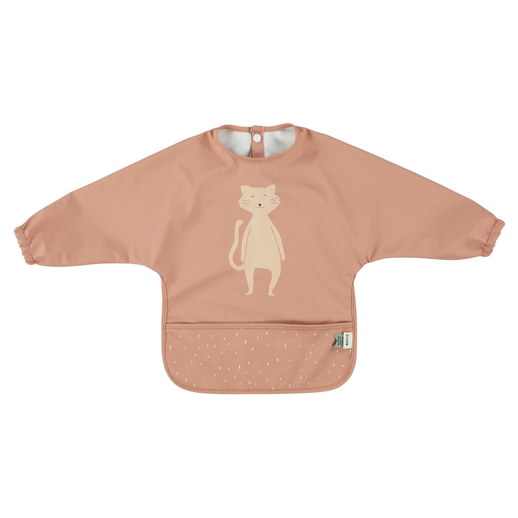 Trixie Long Sleeve Bib - Mrs. Cat - Mealtime Essential - 6m+ - Waterproof Bib - OEKO-TEX-Certified - Pink