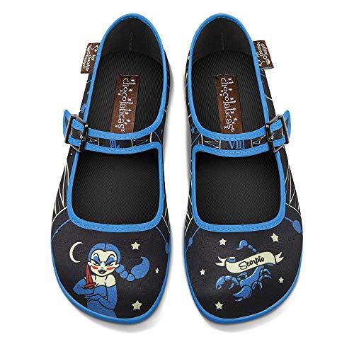 Image of Hot Chocolate Design Chocolaticas Funky Canvas Women's Mary Jane Flat Shoes, Scorpio, 8 UK