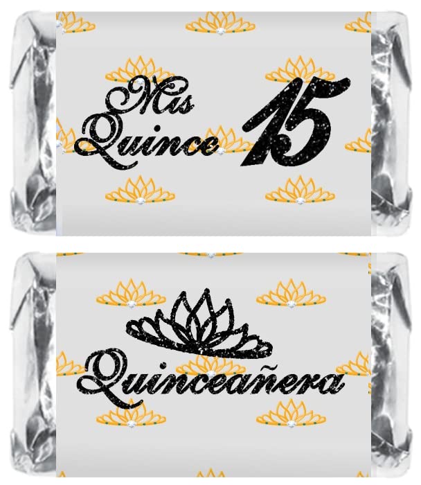 Mis Quince - Envoltura de barra de caramelo en miniatura, mini calcomanías de barra de chocolate de quinceañera para fiesta de cumpleaños de 15