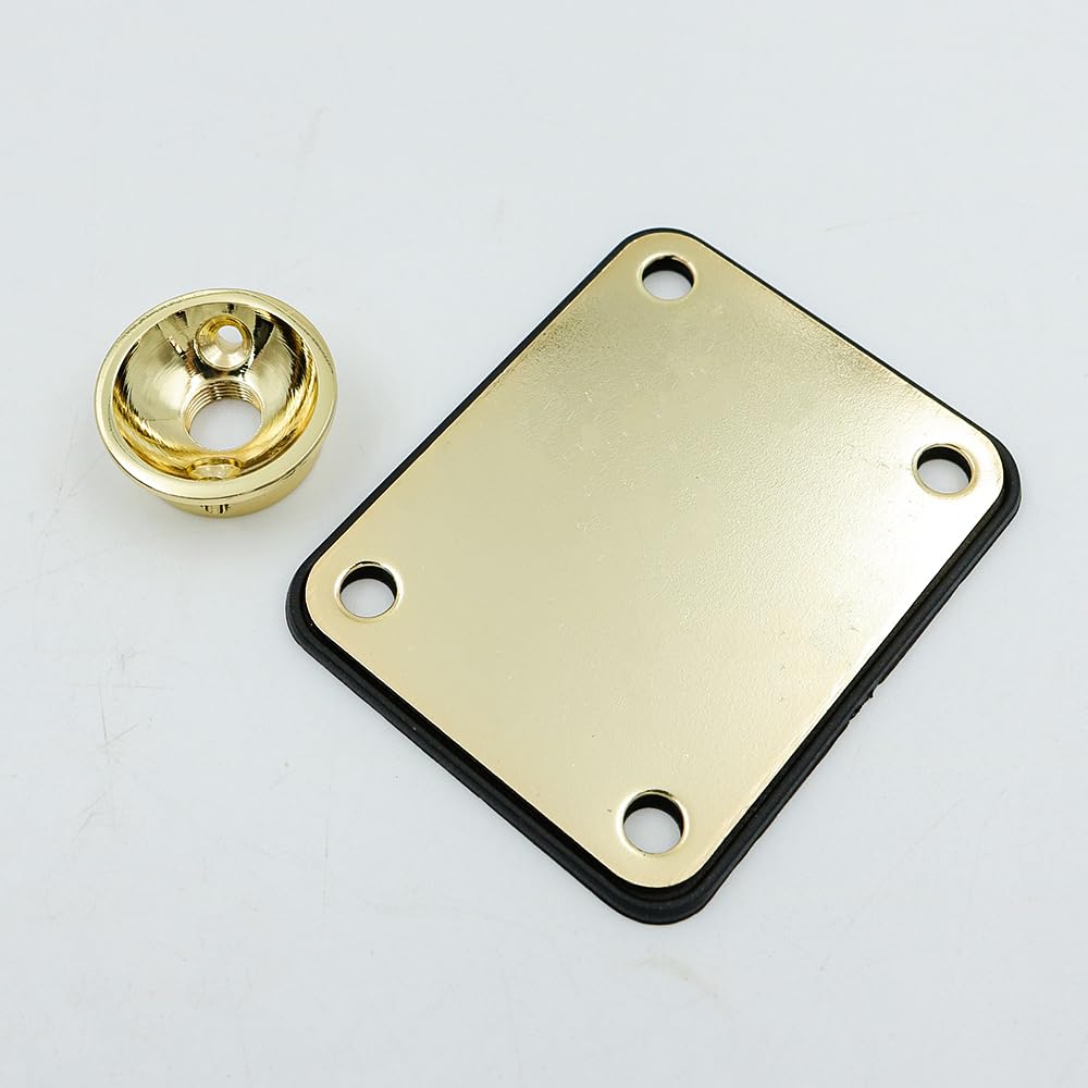 Alnicov Guitar Neck Plate String Ferrules & Jack Plate Hardware Set for Tele Telecaster Style Electric Guitar Replacement Parts Gold - Image 2