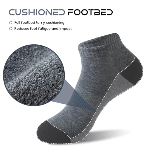 6 Pairs Low Cut Running Socks, Cushioned Athletic Socks with Arch Support, Reinforced Head & Heel for Durability2