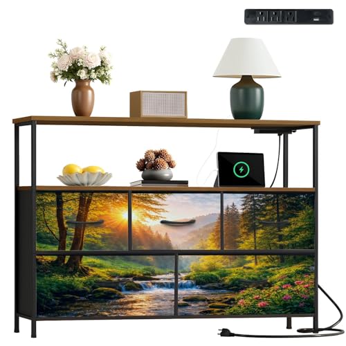 VETEB Dresser Sunlit Forest Stream Flowing Water Greenery for Chest
