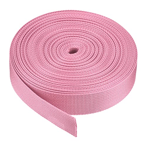 Image of MECCANIXITY Flat Nylon Webbing Strap 1 Inch 10 Yards Pink for Backpack, Luggage-rack