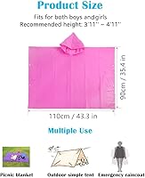Vista 4 de Rain Poncho for Kids (2 Pack), Reusable EVA Children Raincoat Ponchos Rain Jacket with Hood for 6-14 Girls Boys