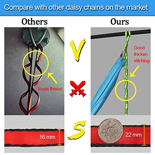 KIKIGOAL 2pcs Daisy Chains Nylon Starke Kletterriemen Verstellbare Klettergurte Climbing Seil Starke Daisy Chain Für Outdoor Sport Camping (Rot, 180cm)