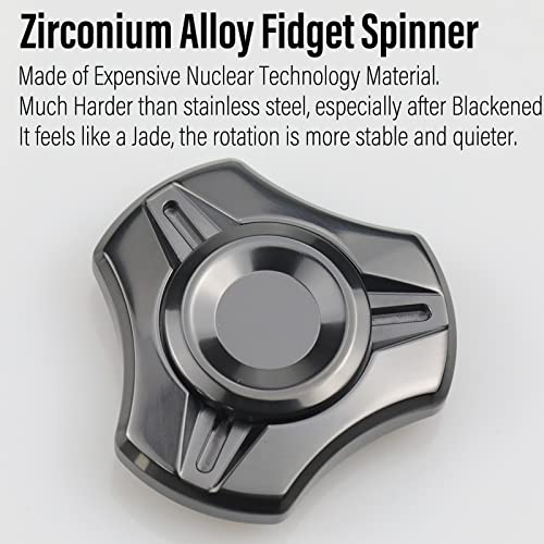 Image of FREELOVE Premium Metal Fidget Spinner for Adults, Stainless Steel Heavy Silent Spinner with Precision Bearing, Small Office Desk Toy & EDC for Stress Relief Focus ADHD, Mini Zirconium Alloy Black