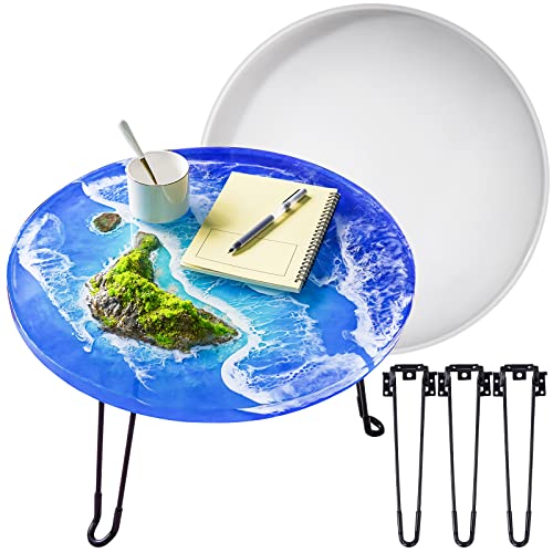 LET'S RESIN Extra Large Resin Molds, 20 Inch XL Round Silicone Molds with 3 Pcs Hairpin Legs for Table, Epoxy Resin Molds for Big Tray, Clock, Resin Art, Resin Casting, Gifts