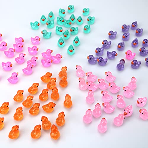 Mini Resin Ducks,100Pcs Luminous Tiny Ducks Micro Landscape Gardening Decorative Potted Flower Pots Resin Gardening Accessories Ornaments (Mixed) - Thumbnail 5
