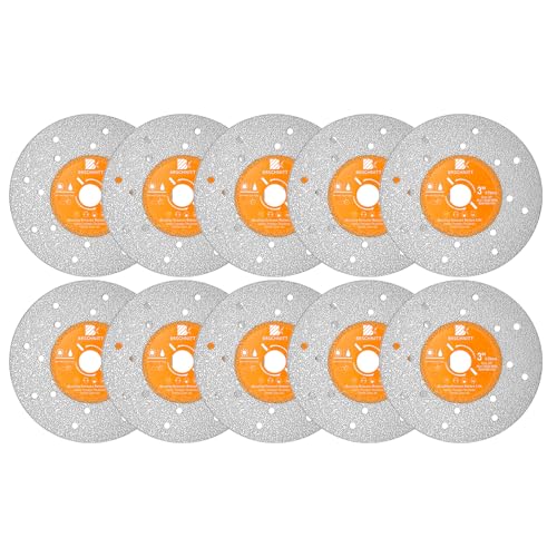 Rock Slab Grinding Disc - 3 inch Glass Cutter Disc (10pcs), Granite Cutting Disc, Diamond Grinder Wheel for Rock Slab, Stone, Tile, Marble, Granite, Glass Diamond Cutting Discs