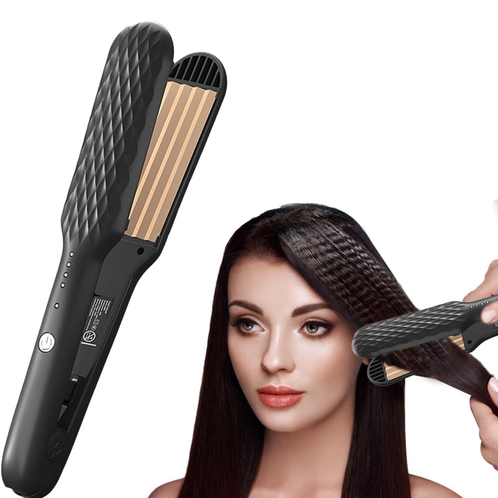 Fer a Gaufrer Les Cheveux, Gauffreur a Cheveux, 4 Température Réglable, Chauffage Rapide Gaufrier Cheveux pour Cheveux Longs, Courts, Donner Du Volume à Vos Cheveux