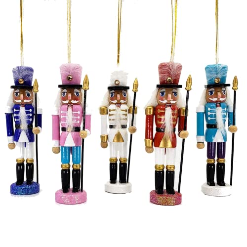 Nutcracker Ballet Gifts, Nutcracker Christmas Ornaments Set Of Soldiers, Wooden Figure Decoration In Traditional Uniform For Tree, Holiday Home Decor, Ideal Xmas Ornament, 6 Inch, Set Of 5 #TOP15
