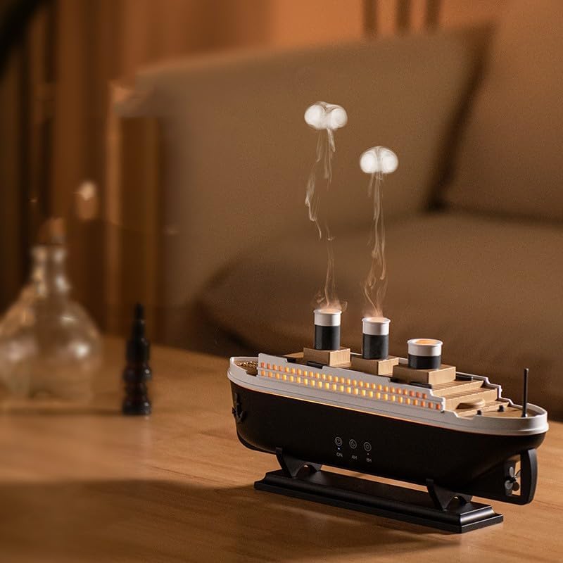 Ship Dynamic Essential Oil Diffuser, Aroma Diffuser for Home,Office,Jellyfish Mist Aromatherapy Humidifier,Remote Control,7 Change Colors Lights,2 Spray Modes,4H&8H Timer Setting Auto Shut-Off 250ml