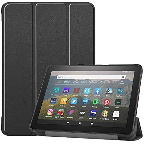HOLOA Tablet-Hülle für Alle Neuen Feuer HD 8, Fire HD 8 Plus (nur kompatibel mit 8 "10 Generation, 2020 Release)- Ultra Light mit Auto Sleep Wake (Black) Cover
