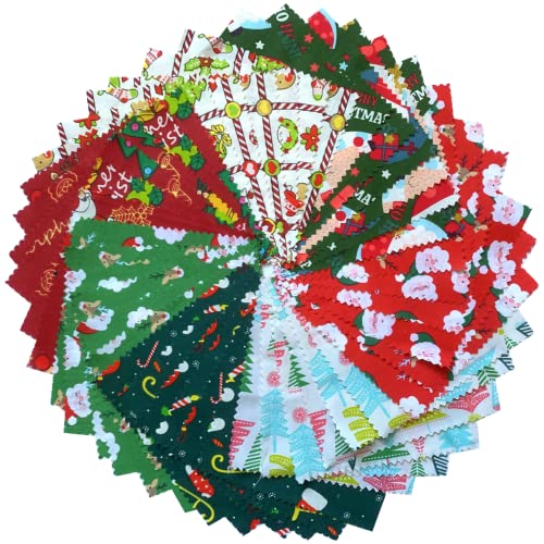 Christmas Charm Packs For Quilting 5 Inch, Christmas Quilt Fabric Squares 5X5 For Crafts, Precut 100% Cotton Fabric 42-5" Quilting Squares For Patchwork Szruizfz #TOP26