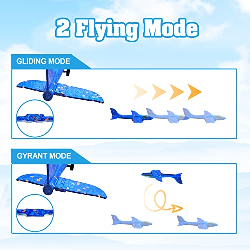 3 Pack Airplane Toy With Launcher: 2 Flight Modes Foam Plane Toys For Boys Age 8-12 - Flying Outdoor Toys For Kids Ages 4-8, Boy Toys Birthday Gifts Toys For 3 4 5 6 7 8 9 10+ Year Old Boys Girls #TOP2