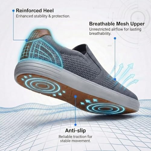 Image of konhill Mens Slip On Loafers Sneakers - Casual Knit Walking Shoes for Men, Lightweight Breathable Memory Foam Boat Shoes, Comfortable Slip-On Driving Loafers for Work Travel Beach