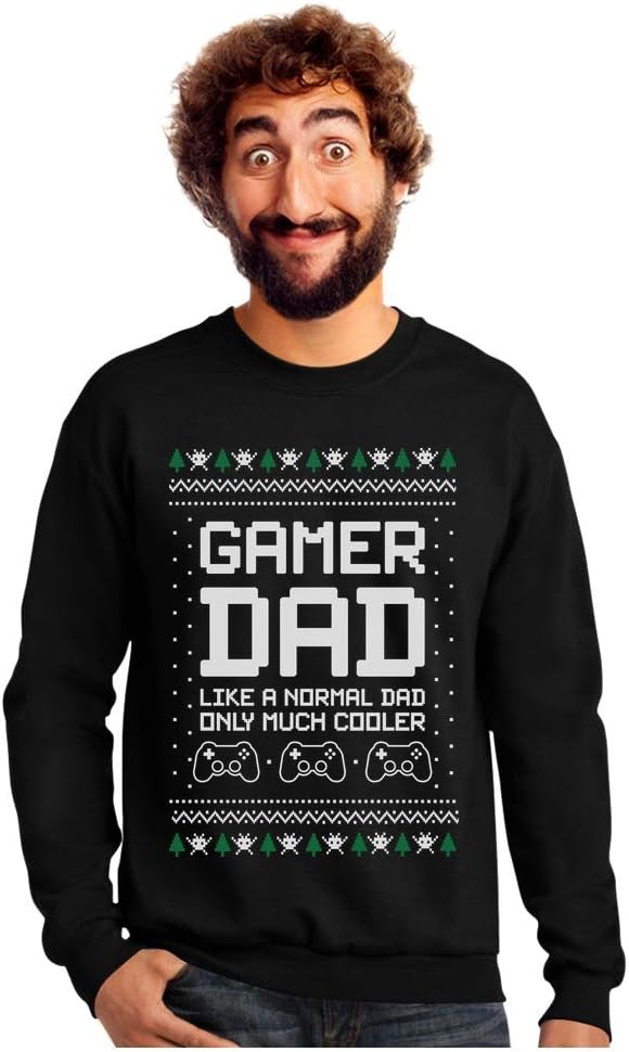 Tstars Gamer Dad Gift for Fathers Cool Dad's Gaming Ugly Christmas Sweater Sweatshirt
